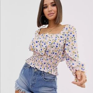 🌲Missguided Square neck Floral Top